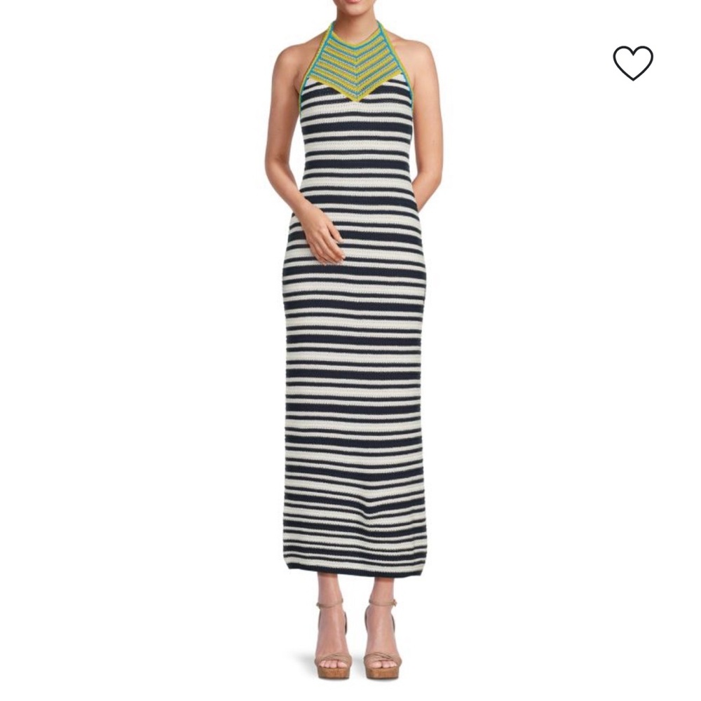 Ramy Brook Navy and White Striped Maxi Dress